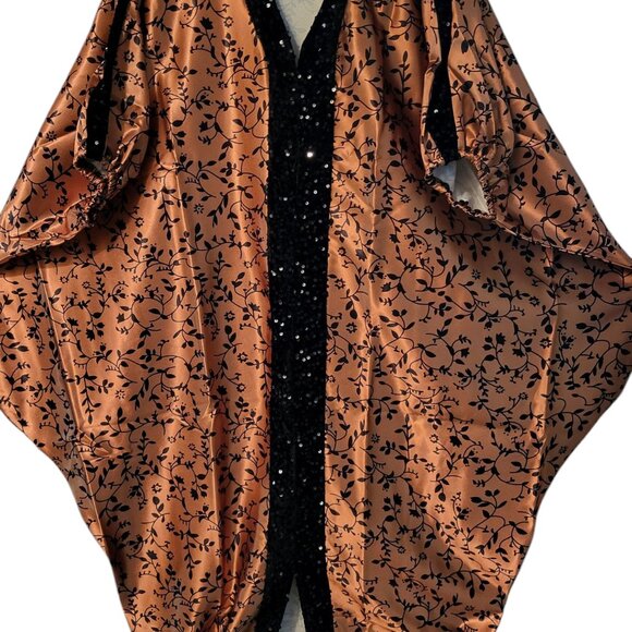 Multicolor satin Bubu dress with front slit and sequence tapered round t… - Picture 9 of 9